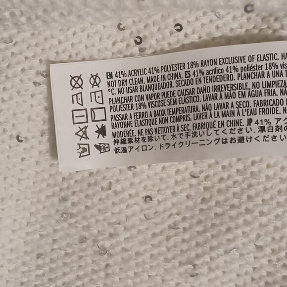 NEW Knit Sequin Midi Column Skirt in Ivory Size M Cream‎ Sweater Skirt - Picture 12 of 15